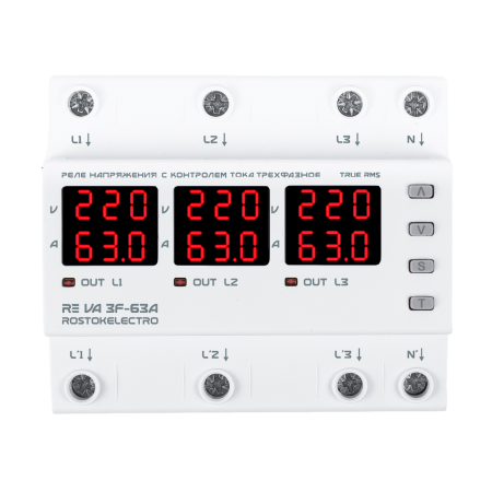 Реле напряжения с контролем тока RE VA3F-63А