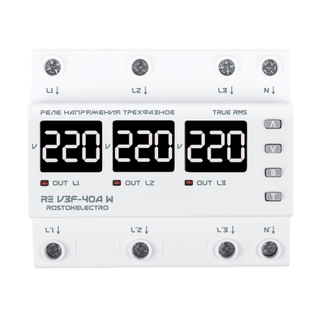 Реле напряжения трехфазное RE V3F-40А W