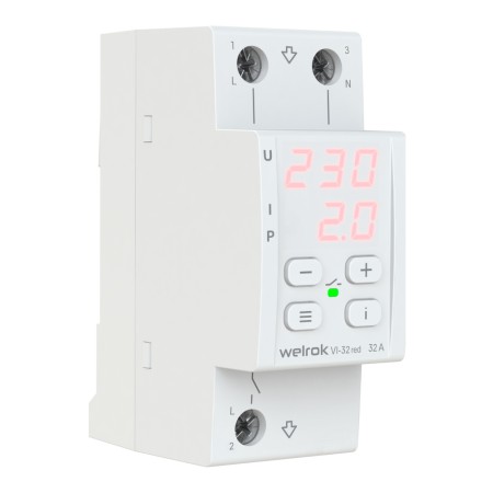 Реле напряжения с контролем тока Welrok VI-32 red
